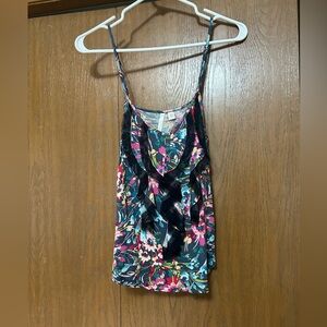Floral ruffle tank